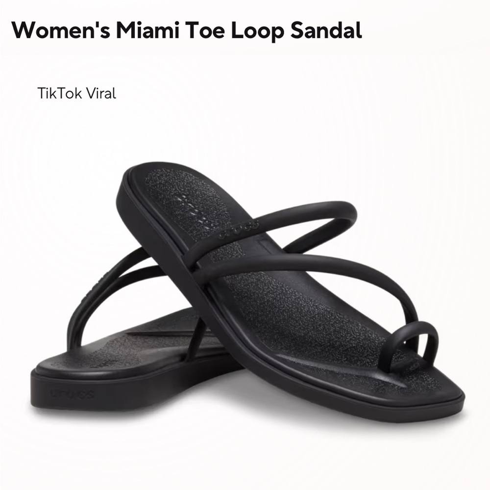 CROCS Women’s Miami Toe Loop Sandals, Black